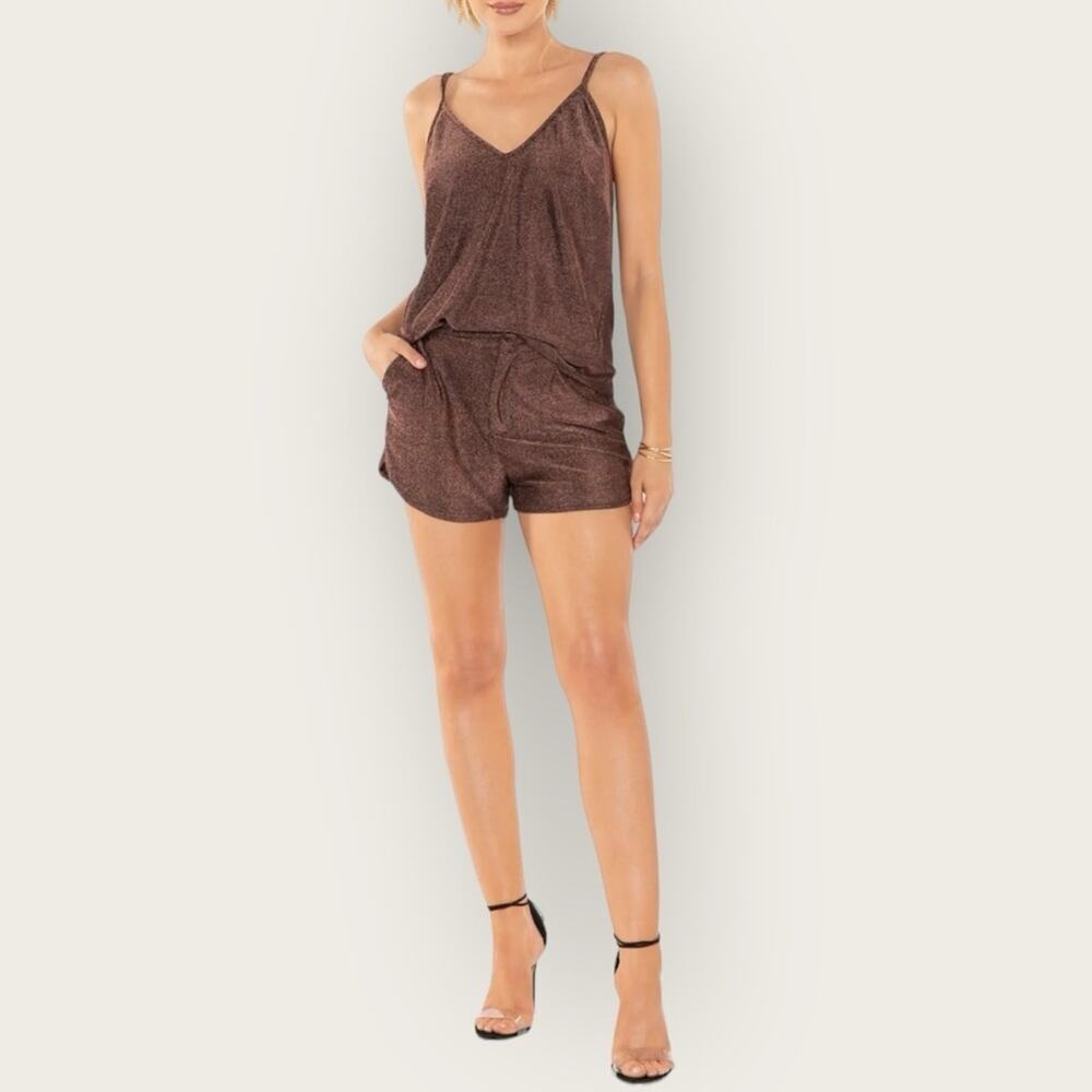 NWT | Bishop & Young | Marisa Cami & Show Stopper Short | Gold Metallic | Large